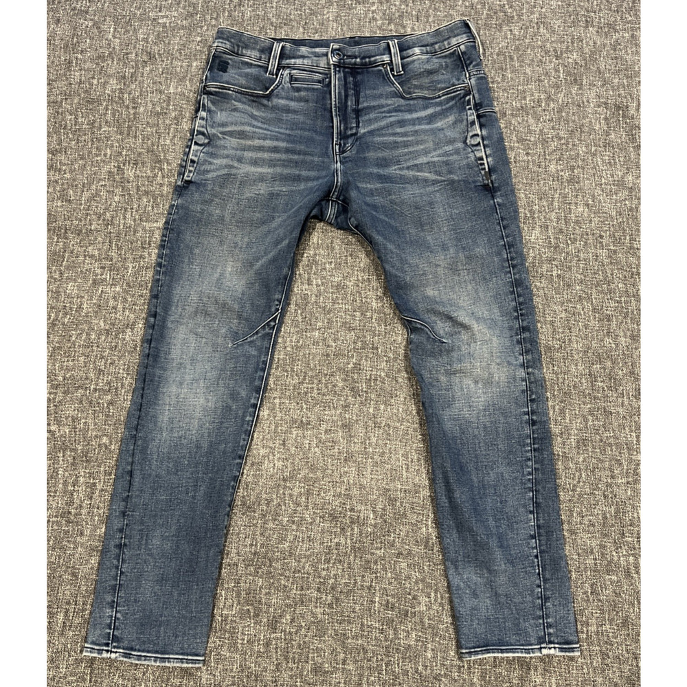 G Star Raw Jeans Men's 33x30 D-Staq 3D Slim Stretch Distressed Y2K Snap Pockets